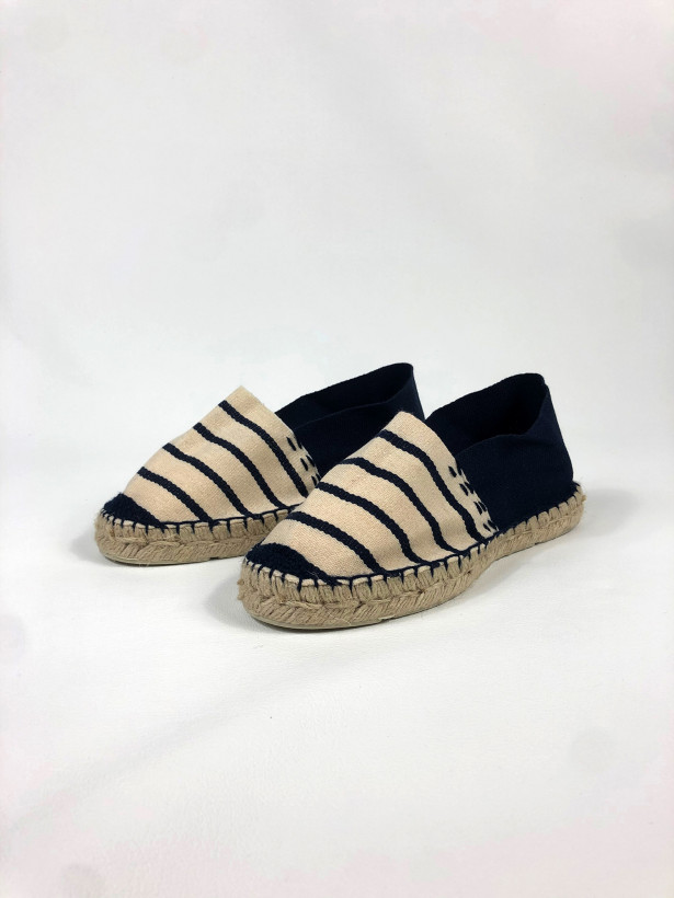 Espadrille rayures fantaisie couture main marinière