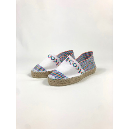 Espadrille compensée triple semelle blanche arlequin