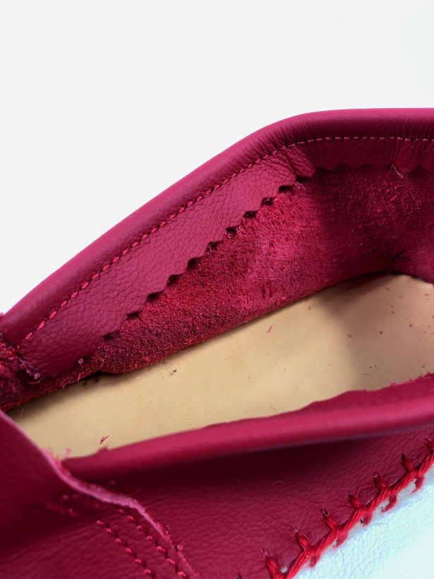 Espadrille cuir lacets rouge